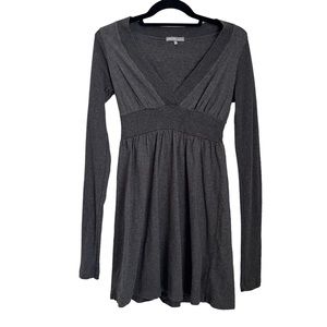 James Perse Gray Tunic Babydoll Top Dress V Neck Long Sleeve 2